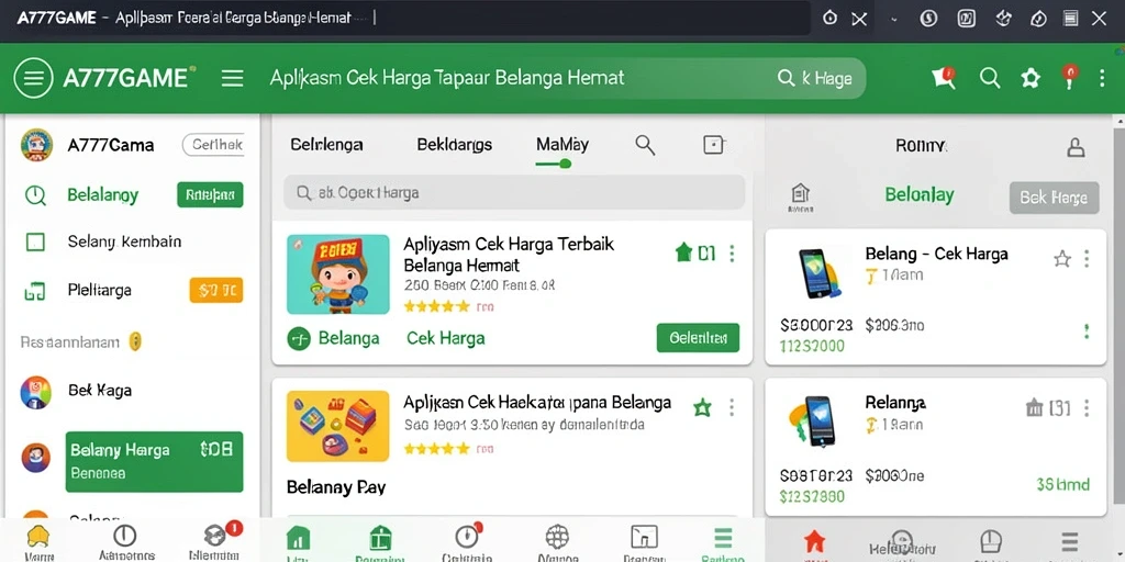 Antarmuka A777GAME yang memudahkan pengecekan harga.