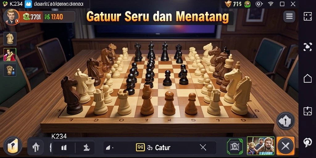 Tampilan antarmuka antologi permainan Catur K234 yang elegan.
