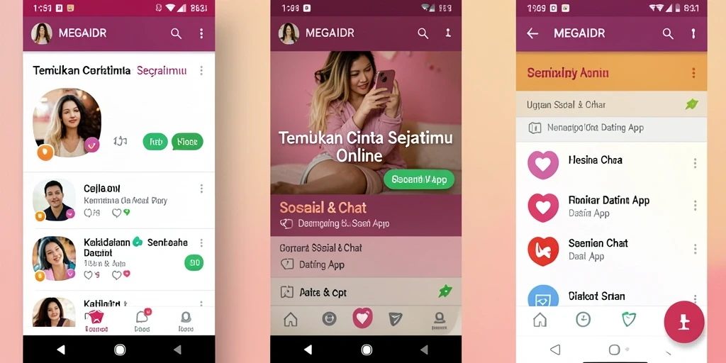 Antarmuka MEGAIDR yang mudah dipahami untuk pengguna Dating App.