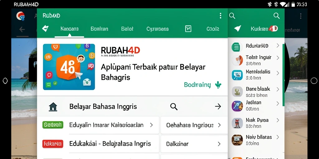 Antarmuka menarik dan interaktif dari RUBAH4D untuk belajar Bahasa Inggris.