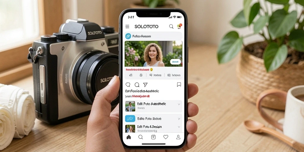 Antarmuka SOLOTOTO yang memukau untuk Edit Foto Aesthetic.